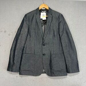 NEW Calvin Klein Mens M Slim Fit Linen Cotton Blazer Carbon Gray Sport Coat